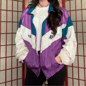 retro wilson windbreaker colorblock tennis jacket size large